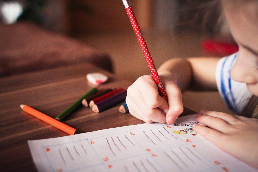 Student working on homework at the table