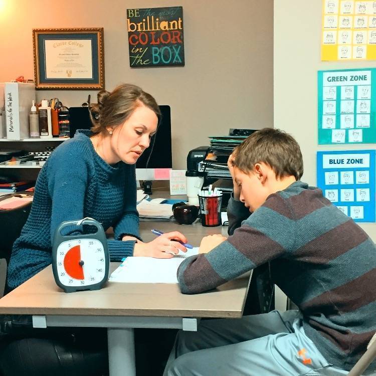 Student working with a tutor