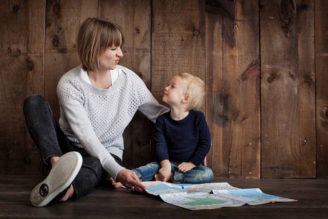 mom and child working on language skills