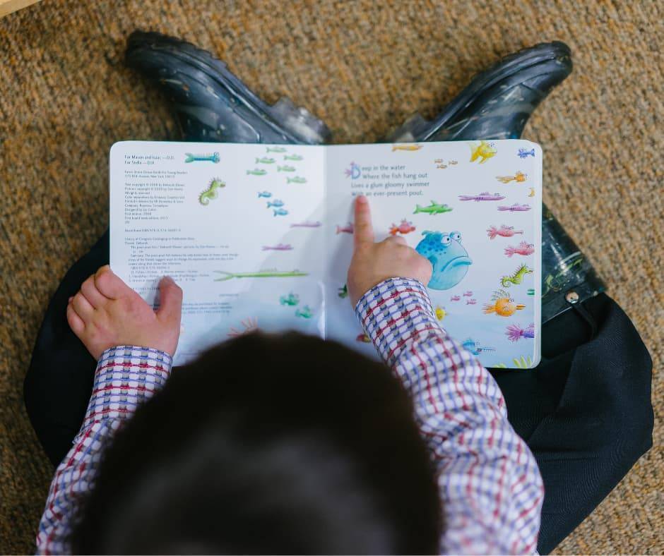 Child reading a picture book