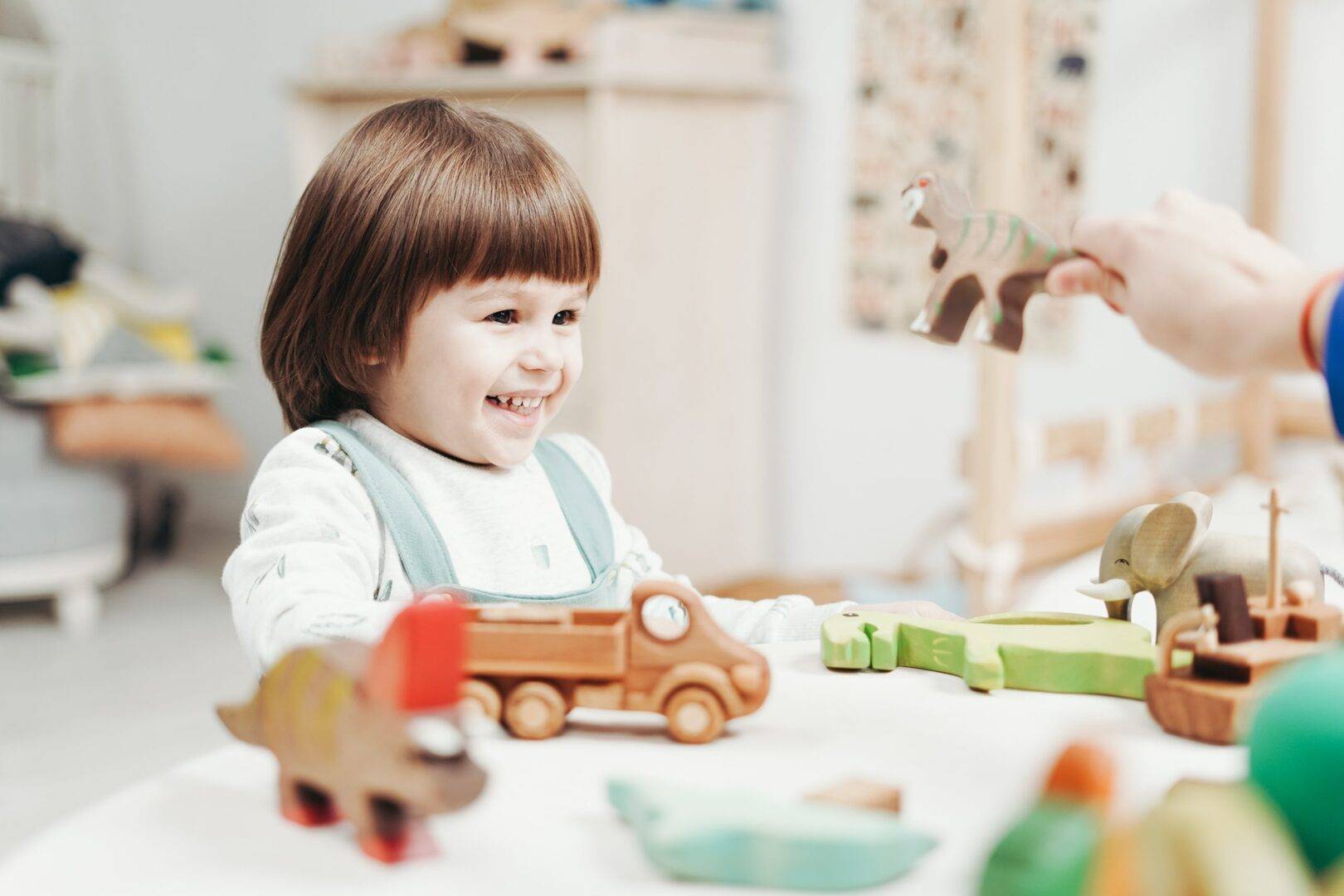 Child playing with toys