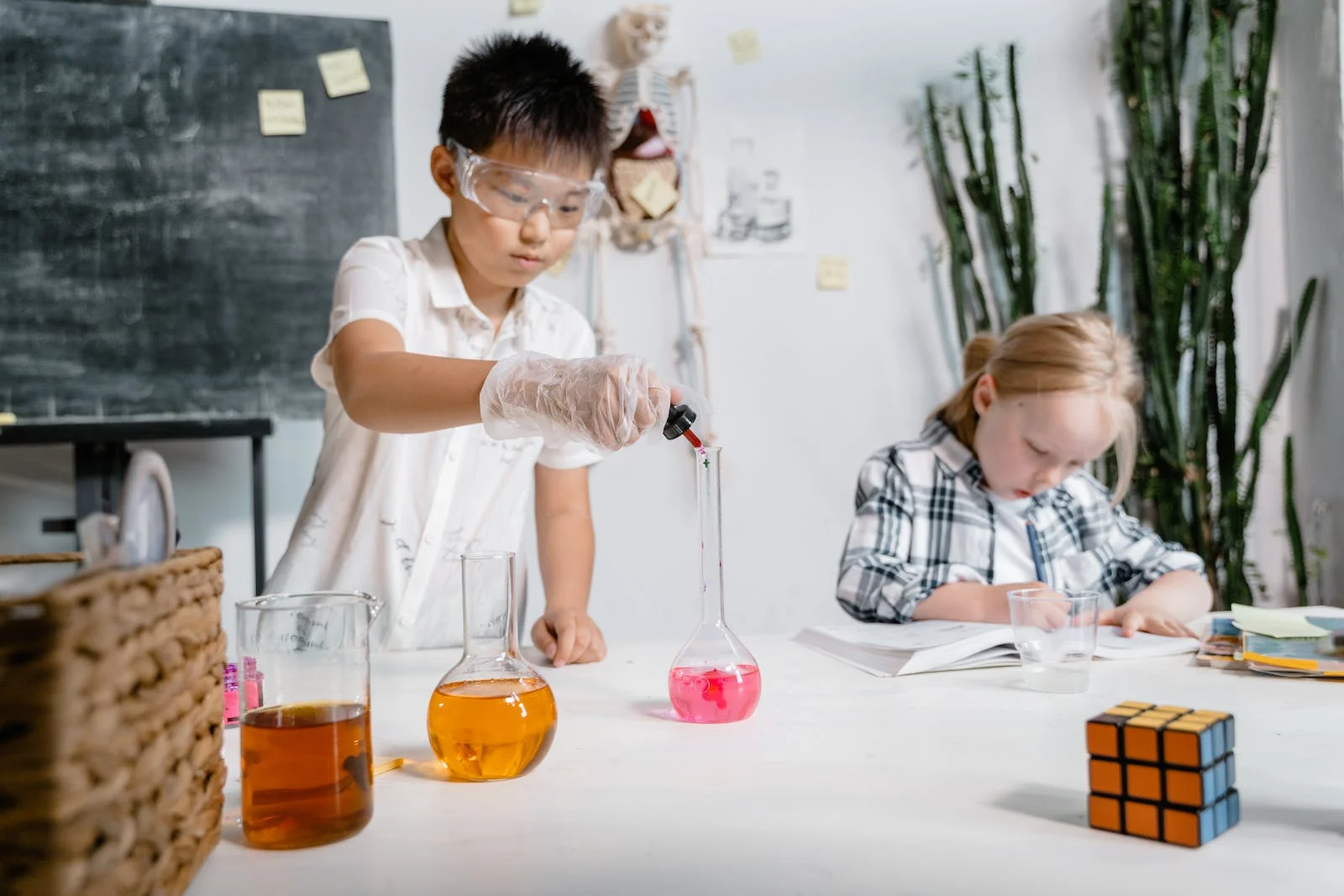 child doing a science experiment